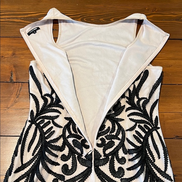 NWOT Fashion Nova - Cream Black Beaded Dress - Size Med - Picture 4 of 10